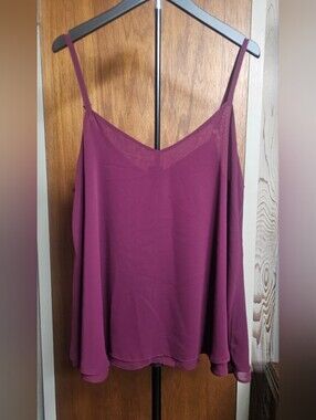 torrid Burgundy Double Layer Chiffon Spaghetti Strap V-Neck Cami Plus Size 00